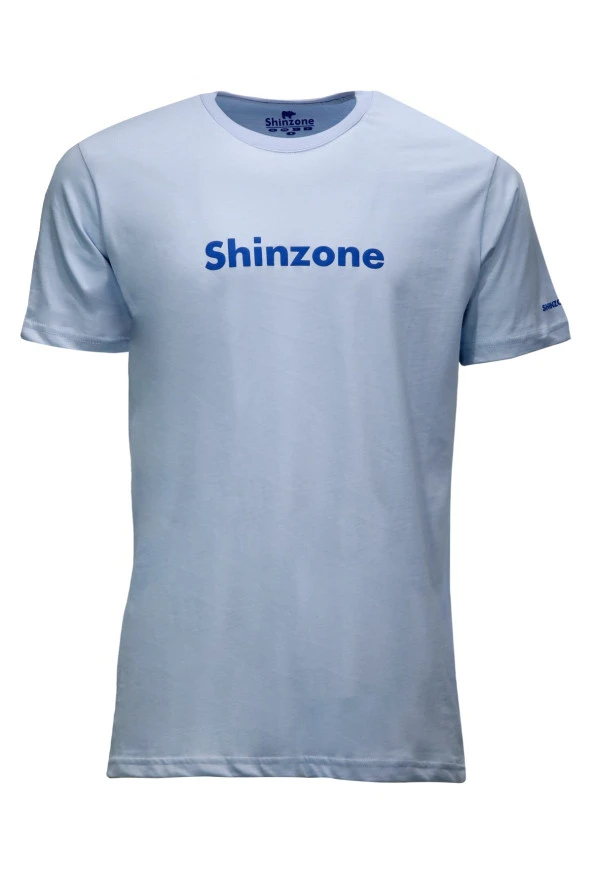 Erkek Bisiklet Yaka Standart Fit Shinzone Göğüs Baskılı Mavi T-Shirt ürün görseli 1