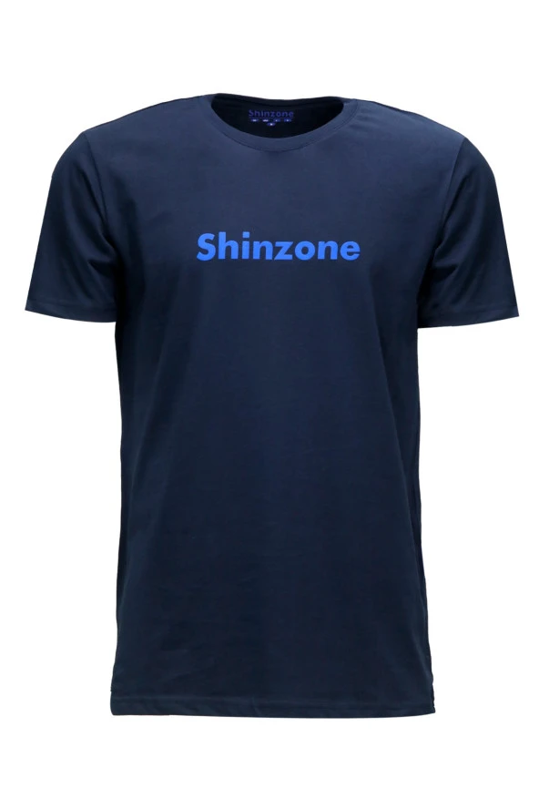 Erkek Bisiklet Yaka Standart Fit Shinzone Göğüs Baskılı Lacivert T-Shirt ürün görseli 1