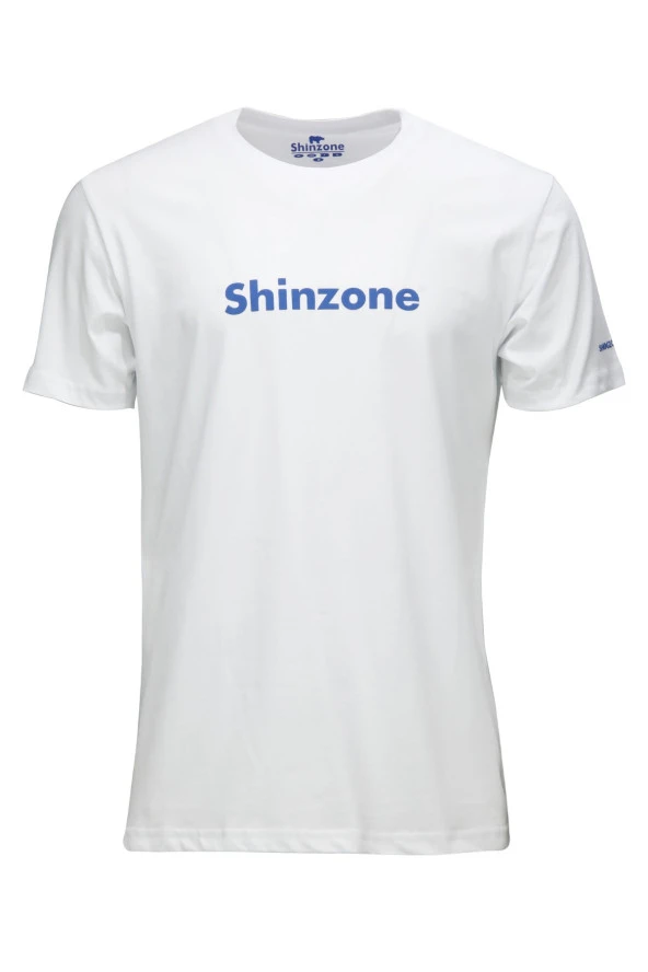 Erkek Bisiklet Yaka Standart Fit Shinzone Göğüs Baskılı Beyaz T-Shirt ürün görseli 1