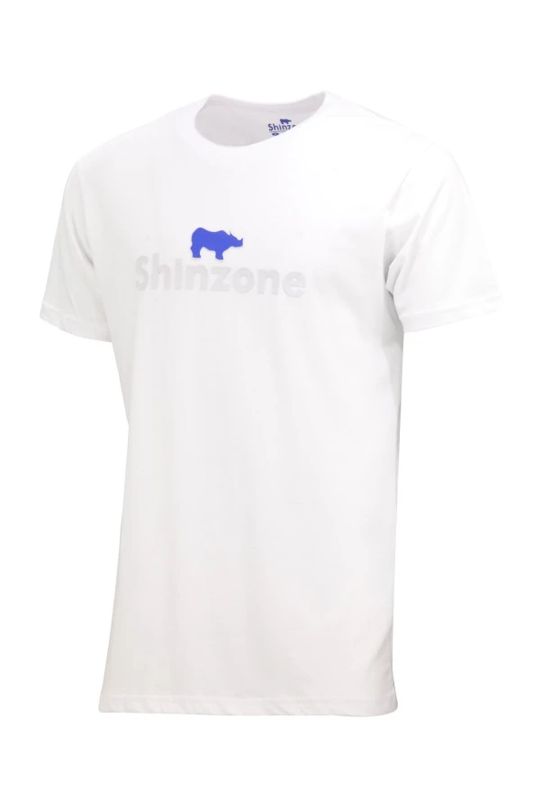 Erkek Bisiklet Yaka Standart Fit Kabartma Göğüs Baskılı Beyaz T-Shirt ürün görseli 1