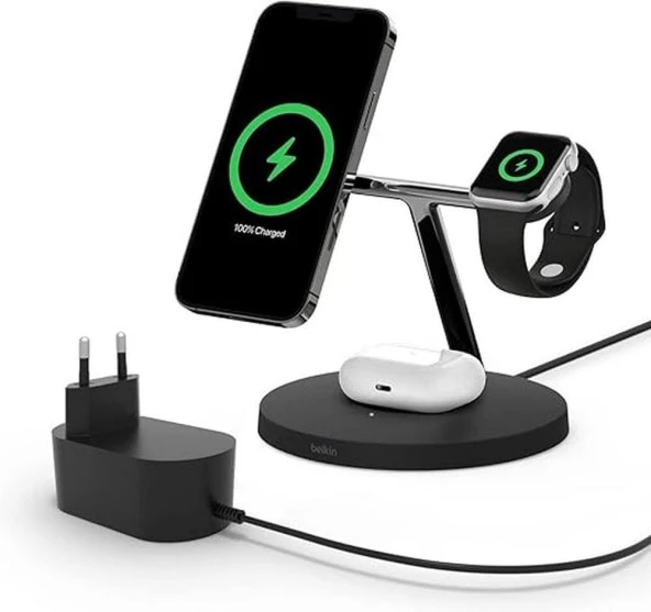 Belkin Boost Charge Pro WIZ009VF 3in1 Hızlı Kablosuz Şarj Aleti Teşhir ürün görseli 1