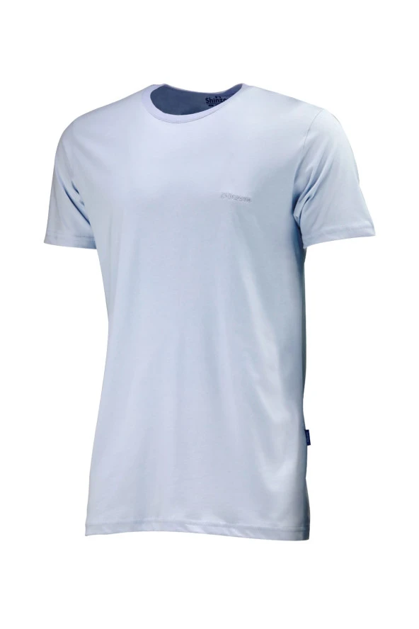 Erkek Bisiklet Yaka Standart Fit Mavi T-Shirt ürün görseli 1