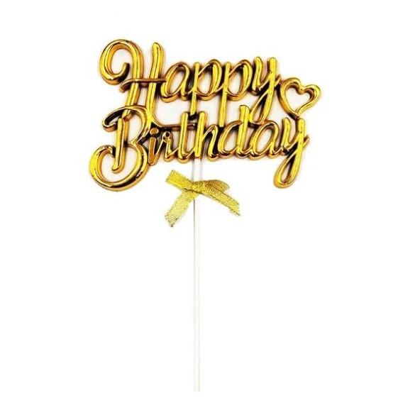 Pasta Üstü Happy Bırthday Krom Gold ürün görseli 1
