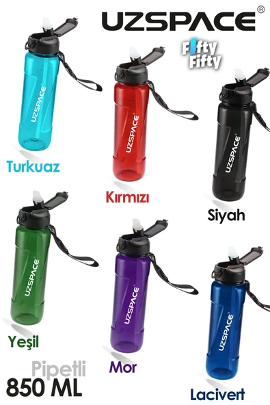 Uzspace FiftyFifty PİPETLİ 850ml Tritan Su Matarası ürün görseli 1
