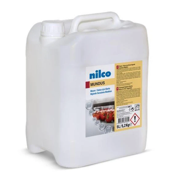 Nilco MUNDUS 5 L/5,2 KG MEYVE/SEBZE İÇİN KLORLU HİJYENİK DURULAMA ÜRÜNÜ ürün görseli 1
