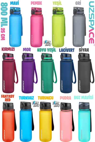 Uzspace  800 ml -Yeni Ebat-Boy 25 cm-Tritan Su Matarası Bpa Koku Sızdırma Yok -3053a ürün görseli 1