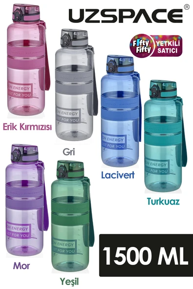 Uzspace Tritan Su Matarası 1500ml 1.5 Litre Mega Boy Yenilenen Renkler ürün görseli 1