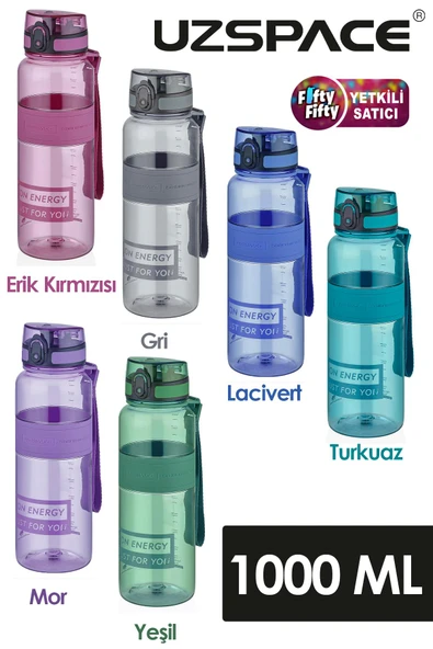 Uzspace Tritan Su Matarası 1000ml 1 Litre Büyük Boy Yenilenen Renkler ürün görseli 1