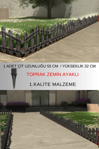 Dekoratif Plastik Bahçe ve Peyzaj Çiti 1 ADET ÇİT (Y: 32 CM / G: 55 CM) TOPRAK AYAKLI ürün görseli 1