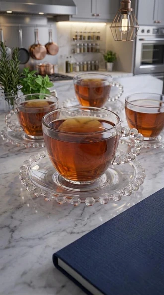 Rossel Premium Pearly 6 'lı Cam Çay Fincanı ürün görseli 1