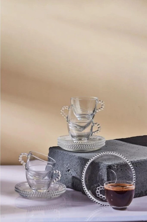 Rossel Premium Pearly 6 'lı Cam Çay Fincanı ürün görseli 1
