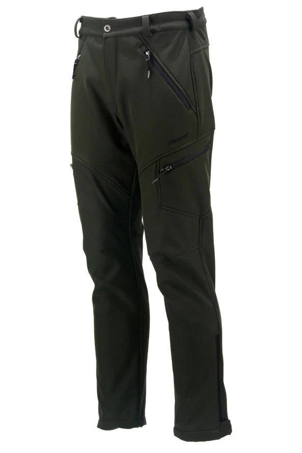 Erkek Soft Shell içi Polarlı Outdoor Haki Pantolon ürün görseli 1