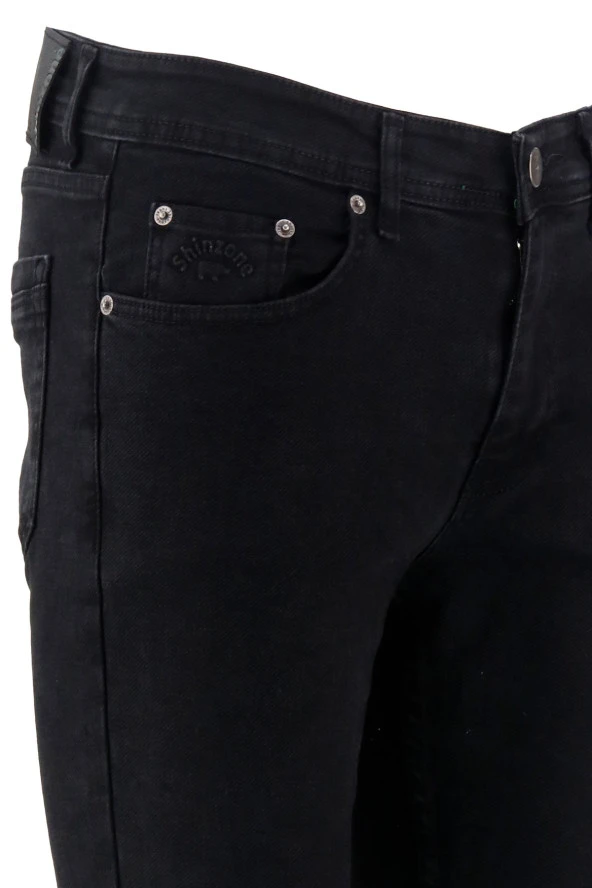 Erkek Likralı Örme Siyah Kot Pantolon - Resim 4
