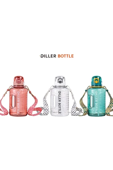 DILLER 1700 ML Büyük Boy Pipetli Boyun Askılı Tritan Su Matarası ürün görseli 1