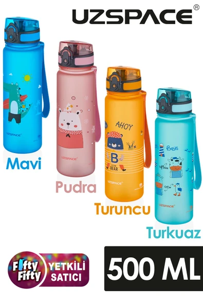 Uzspace Figürlü 500 ml Tritan Çocuk Su Matarası ürün görseli 1