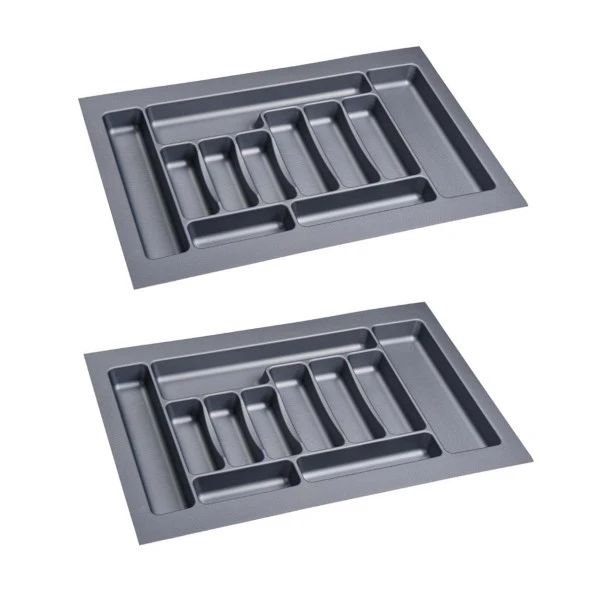 2 Adet Çekmece İçi Kaşıklık 75 x 49 cm Gri Mutfak Çekmece Düzenleyici ürün görseli 1