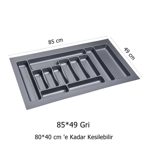 2 Adet Çekmece İçi Kaşıklık 85 x 49 cm Gri Mutfak Çekmece Düzenleyici ürün görseli 1