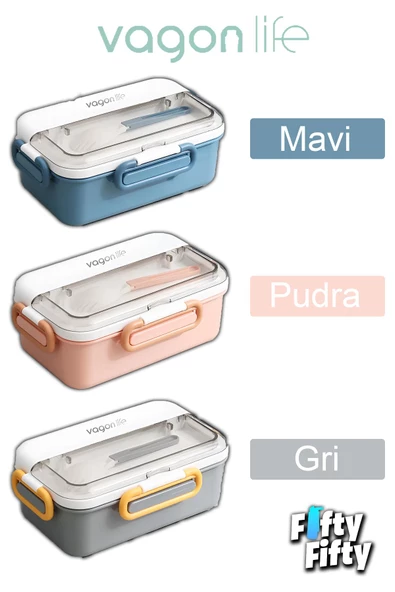 Vagonlife Tek Kat Çift Bölme Bento Lunch Box Ofis-Okul İçin Yeni Nesil Sefer Tası Paslanmaz Çelik 588 ürün görseli 1