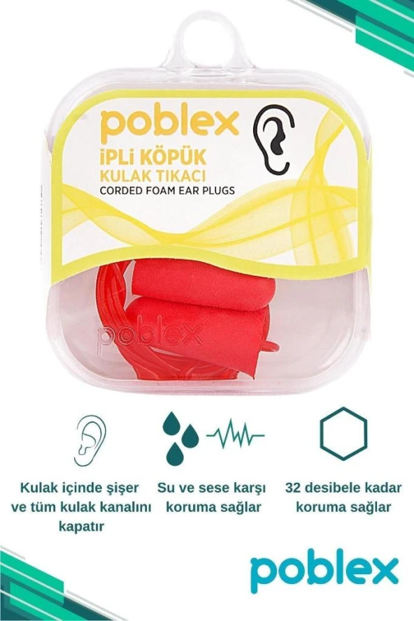 Poblex Ipli Köpük Kulak Tıkacı - Kulak Koruyucu Tıpası ürün görseli 1