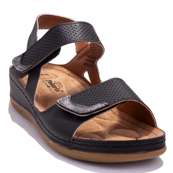Polaris 104424 Siyah Ortopedik Günlük  Kadın Sandalet ürün görseli 1