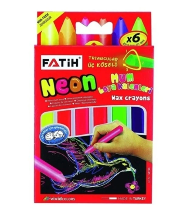 Fatih Mum Boya Wax Crayons Neon 6Lı ürün görseli 1