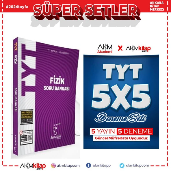 Karekök TYT Fizik Soru Bankası ve AKM Kitap 5 li Deneme Seti 2 Kitap ürün görseli 1