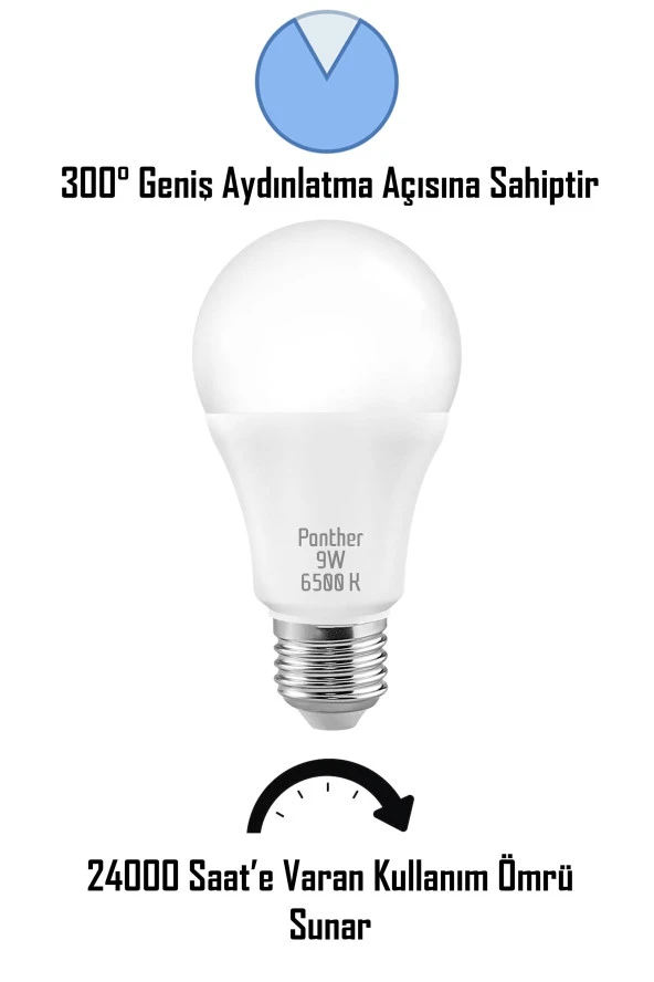 8 ADET 9W Beyaz LED E27 Ampul Tasarruflu Lamba 6500 K Beyaz Işık 800 Lümen 9W=60W ürün görseli 1