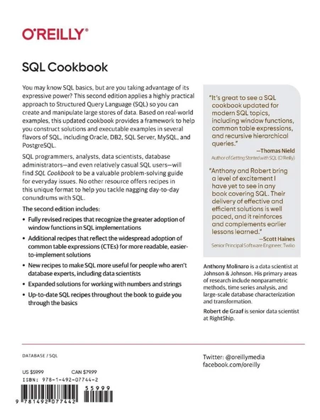 SQL Cookbook: Query Solutions and Techniques for All SQL Users 2nd Edition Molinaro Graaf - Resim 2