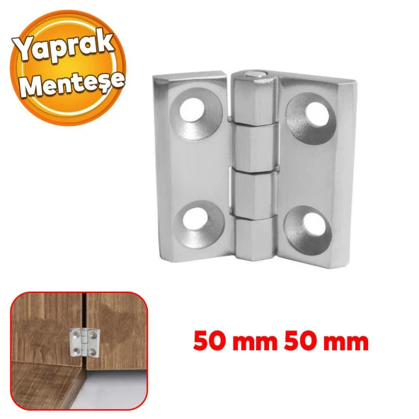 Mobilya Dolap Kapak Hobi Menteşesi Metal Krom 5 cm 5 cm Kare Yaprak Menteşe 1 Adet ürün görseli 1