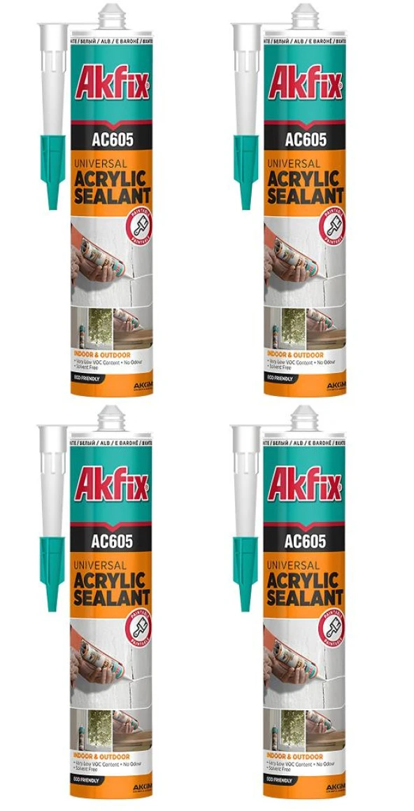Akfix 4 Adet Genel Amaçlı Beyaz Akrilik Mastik 500 Ml AC605 ürün görseli 1