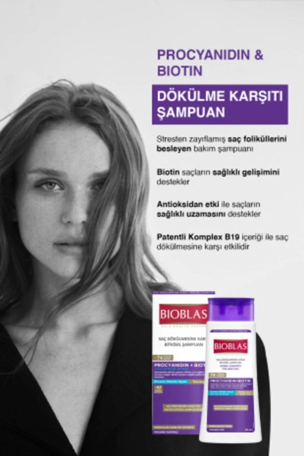 BİOBLAS Procyanıdın Dökülen Saçlar Için Anti Stres Şampuanı 360 Ml - Dökülme Karşıtı Şampuan ürün görseli 1
