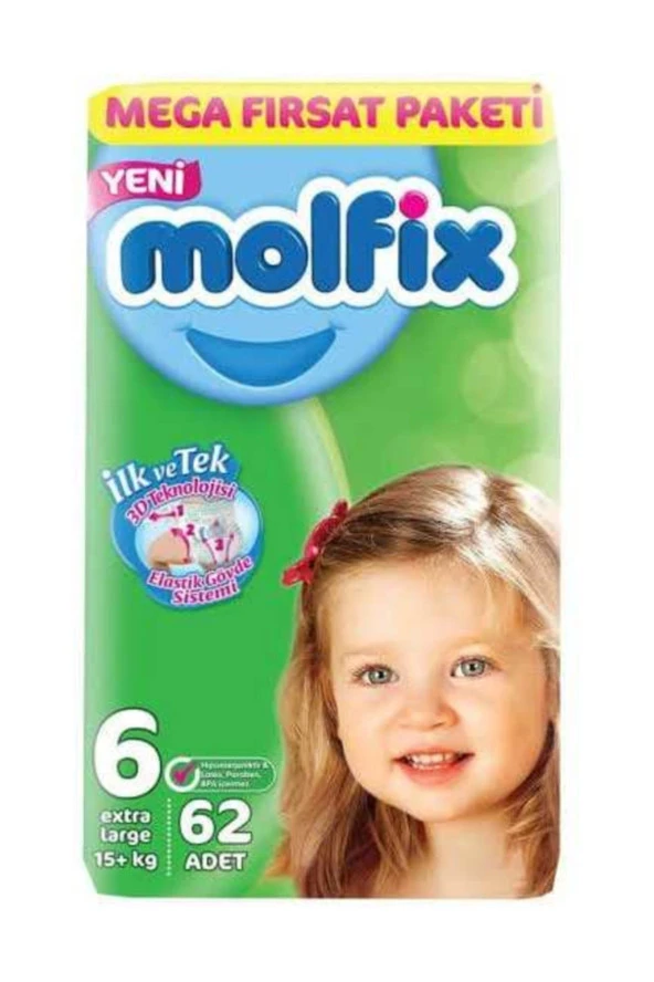 MOLFİX 6 Numara Extra Large 62'Li Bebek Bezi ürün görseli 1