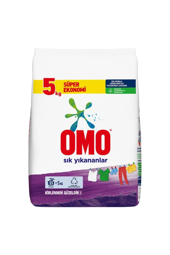 OMO Toz Çamaşır Deterjanı Sık Yıkananlar Zorlu Lekeleri I?Lk Yıkamada Çıkarır 5 Kgx1 ürün görseli 1
