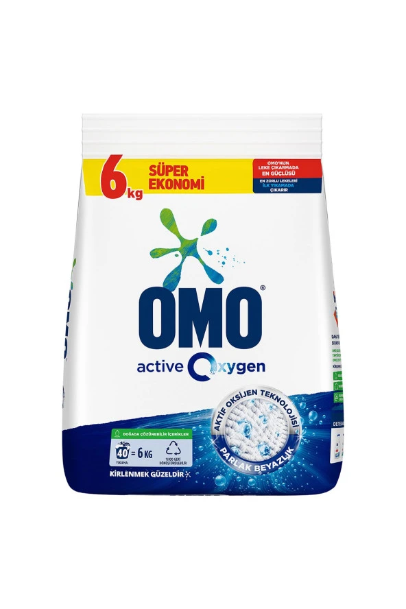 OMO Active Oxygen Toz Çamaşır Deterjanı Beyazlar I?Çin Leke Çıkarıcı 6 Kg ürün görseli 1