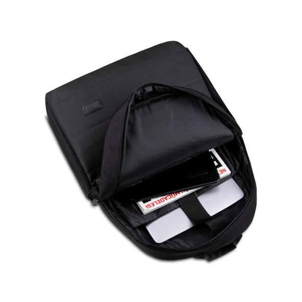 Classone Mila TX100 Serisi 15,6 inch , Su Geçirmez Kumaş ve Su Geçirmez fermuar Notebook, Laptop , Macbook Sırt Çantası -Siyah - Resim 3