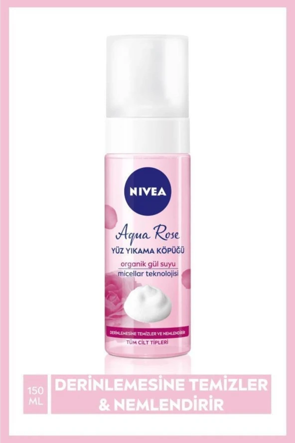 NİVEA Aqua Rose Organik Gül Suyu Içeren Yüz Yıkama Köpüğü 150Ml,Yüz Temizleme ürün görseli 1