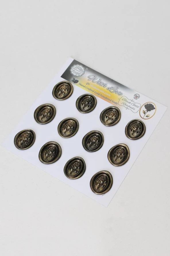 Mühürcüm Black Gold Rosebuds 12 Adet 3D Hazır Kendinden Yapışkanlı Sticker Mühür RM2106 ürün görseli 1