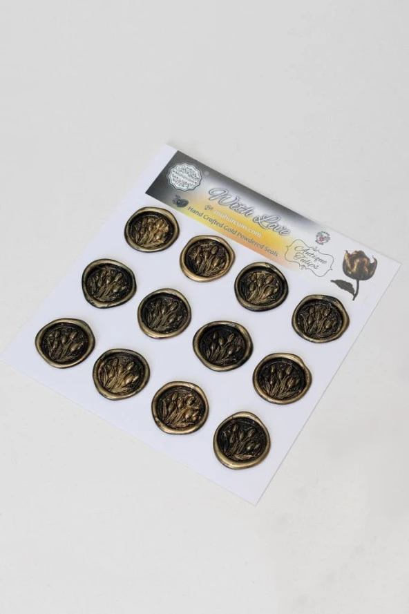 Mühürcüm Antique Tulips 12 Adet 3D Hazır Kendinden Yapışkanlı Sticker Mühür RM2108 ürün görseli 1