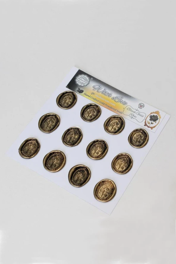 Mühürcüm Black Gold Rose 12 Adet 3D Hazır Kendinden Yapışkanlı Sticker Mühür RM2109 ürün görseli 1