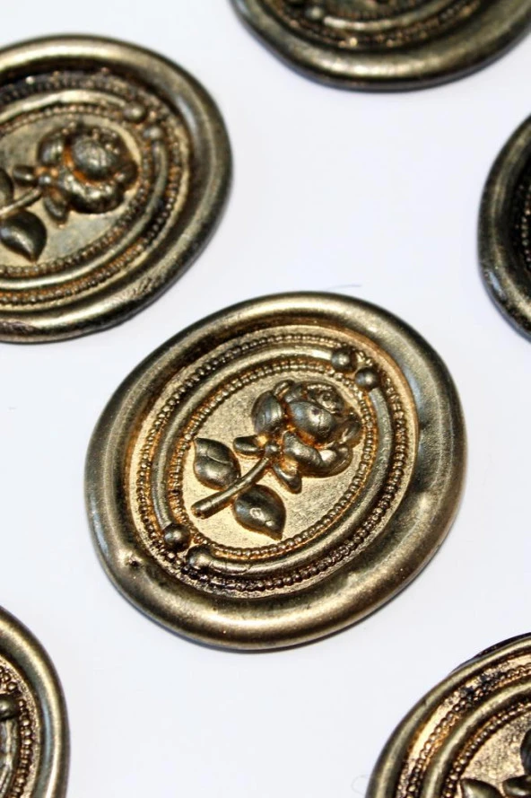 Mühürcüm Black Gold Rosebuds 12 Adet 3D Hazır Kendinden Yapışkanlı Sticker Mühür RM2110 ürün görseli 1