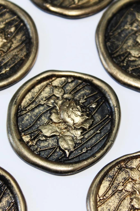 Mühürcüm Black Gold Ivy Roses 12 Adet 3D Hazır Kendinden Yapışkanlı Sticker Mühür RM2111 ürün görseli 1