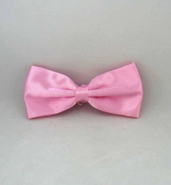 Pembe Düz Renk Saten Papyon - SP-08 ürün görseli 1