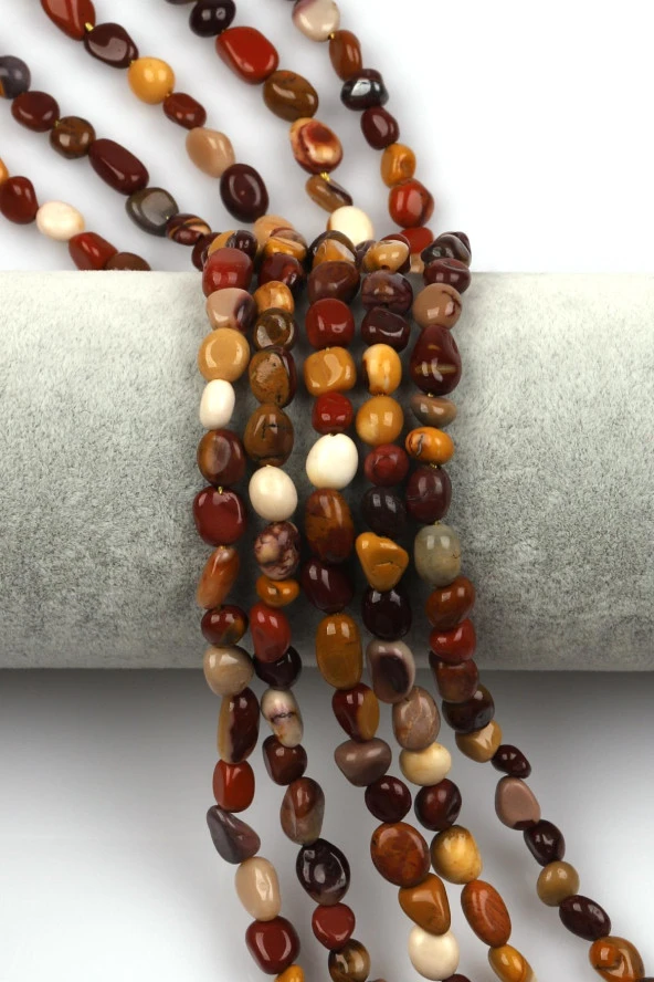 Mookaite Jasper Doğal Taş Dizi 6 x 9 mm Mercimek Kesim ürün görseli 1