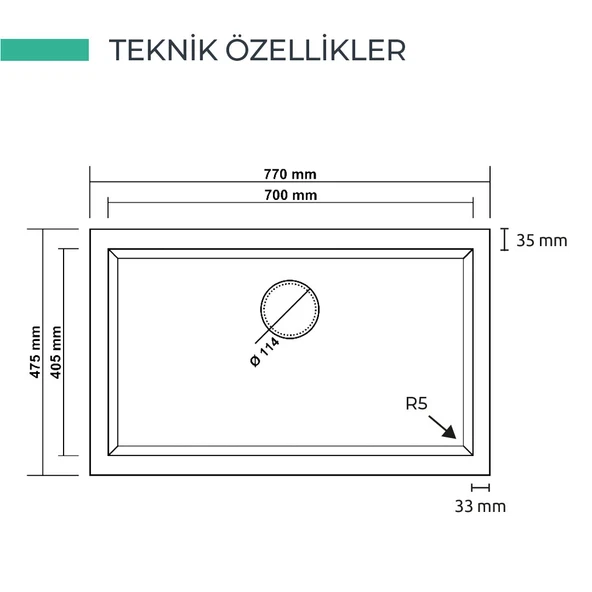 Real Stone Granit Eviye K013 Beyaz - Resim 3