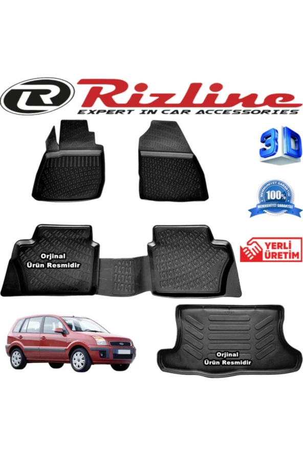 Rizline  Ford Fusion 3d Paspas + 3d Bagaj Havuzu 2002-2012 Arası Siyah Set ürün görseli 1