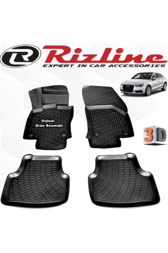 Rizline  Audi A3 3d Paspas Havuzlu Sedan 2013 - 2020 Arası Siyah 4 Lü Set ürün görseli 1