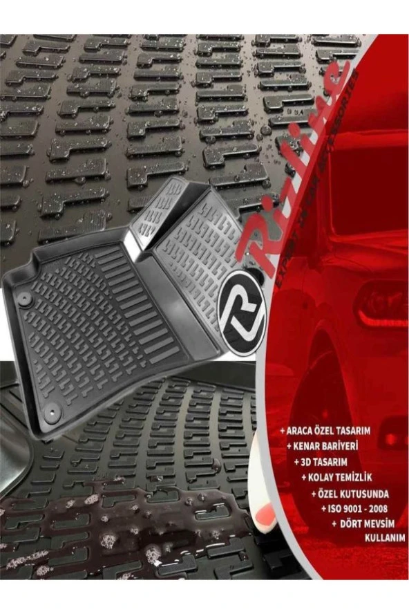 Rizline  Volkswagen Caddy 2010-2015 3d Paspas Siyah & Bagaj Havuzu Set ürün görseli 1