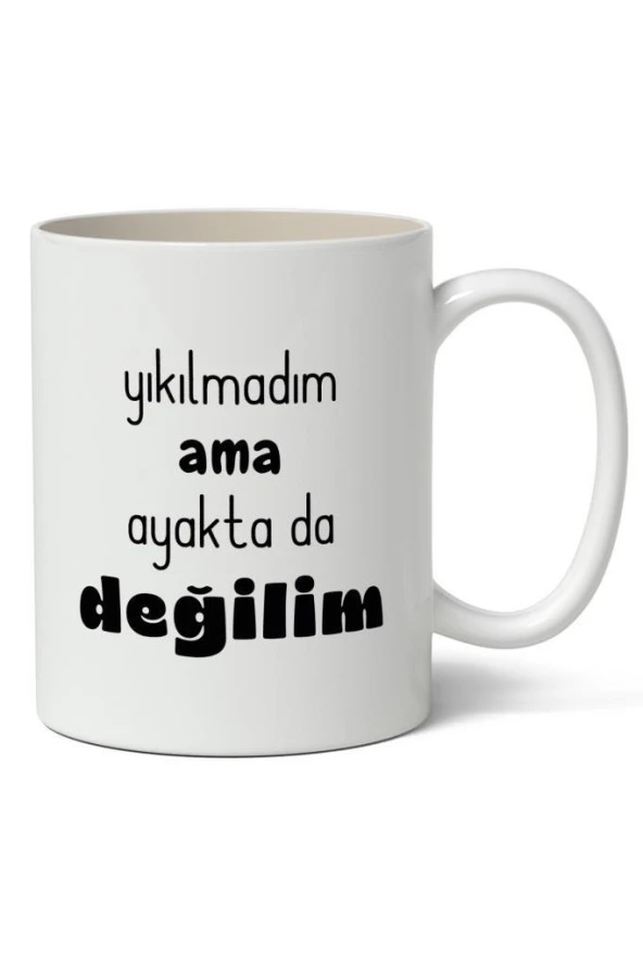 Yıkılmadım Ama Ayakta Değilim Baskılı Kupa Bardak Baskılı Kahve Kupa Bardak ürün görseli 1