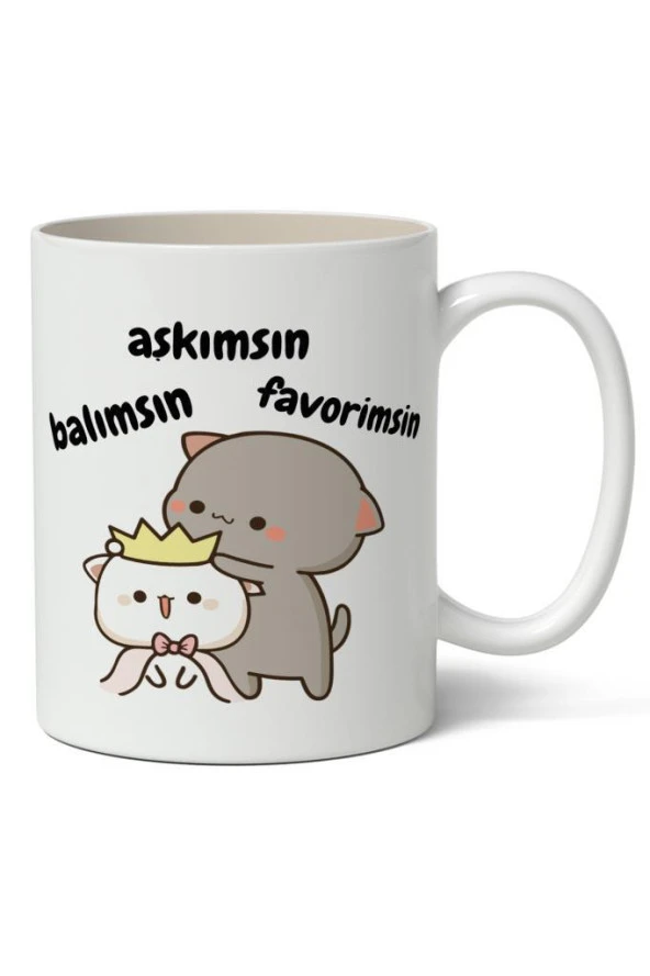 Aşkımsın, Balımsın, Favorimsin Baskılı Kupa Bardak Baskılı Kahve Kupa Bardak ürün görseli 1