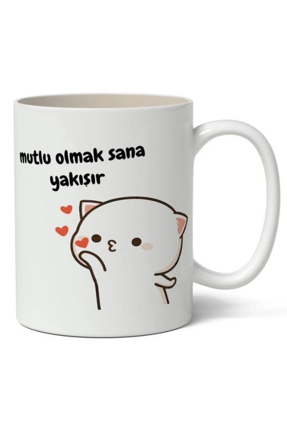 Mutlu Olmak Sana Yakışır Baskılı Kupa Bardak Baskılı Kahve Kupa Bardak ürün görseli 1